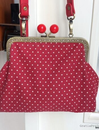 vintage red polkadot frame bag sewing project