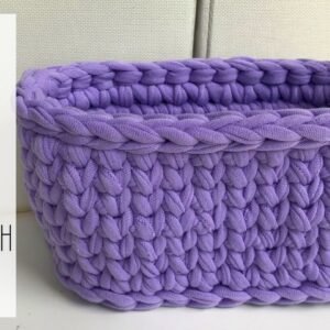 Crochet Oval Basket Knit Stitch With T-Shirt Yarn