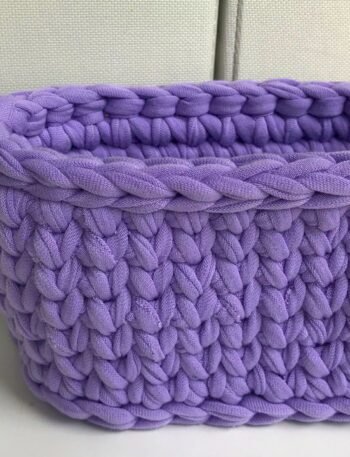 Crochet Oval Basket Knit Stitch With T-Shirt Yarn