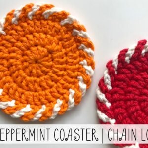 Crochet Peppermint Coaster | Chain Loop Edging