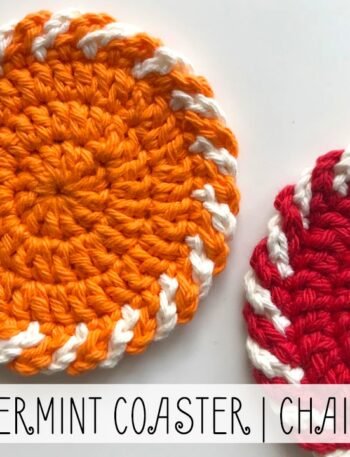 Crochet Peppermint Coaster | Chain Loop Edging