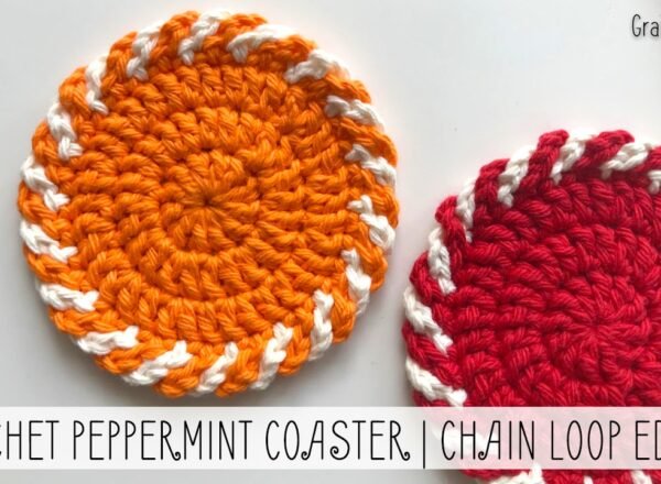 Crochet Peppermint Coaster | Chain Loop Edging