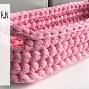 T-Shirt Yarn Storage Basket With Handles Crochet Tutorial