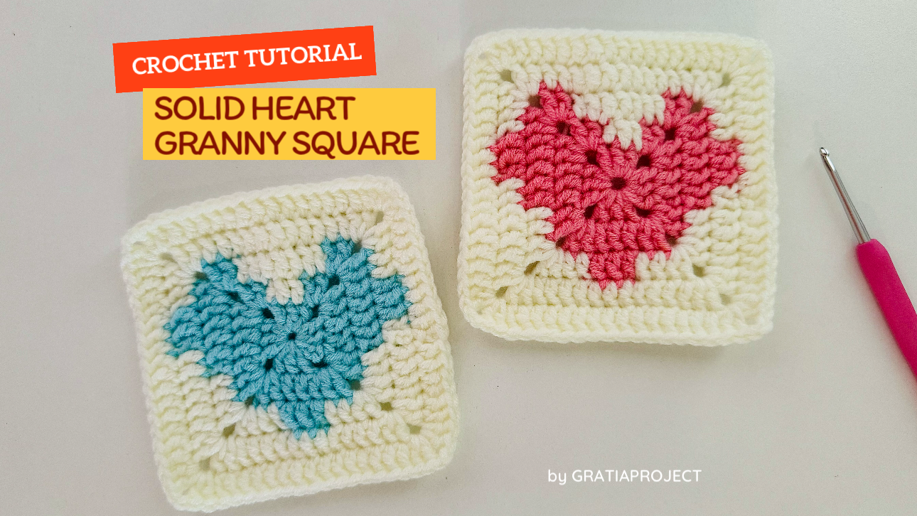 Crochet Solid Heart Granny Square