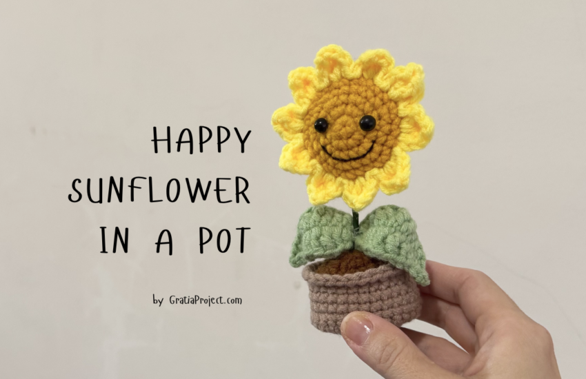 Crochet Happy Sunflower in A Pot