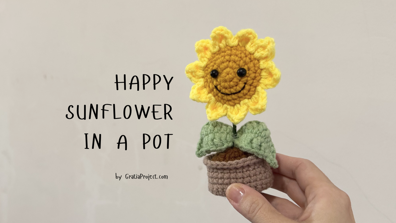 Crochet Happy Sunflower in A Pot